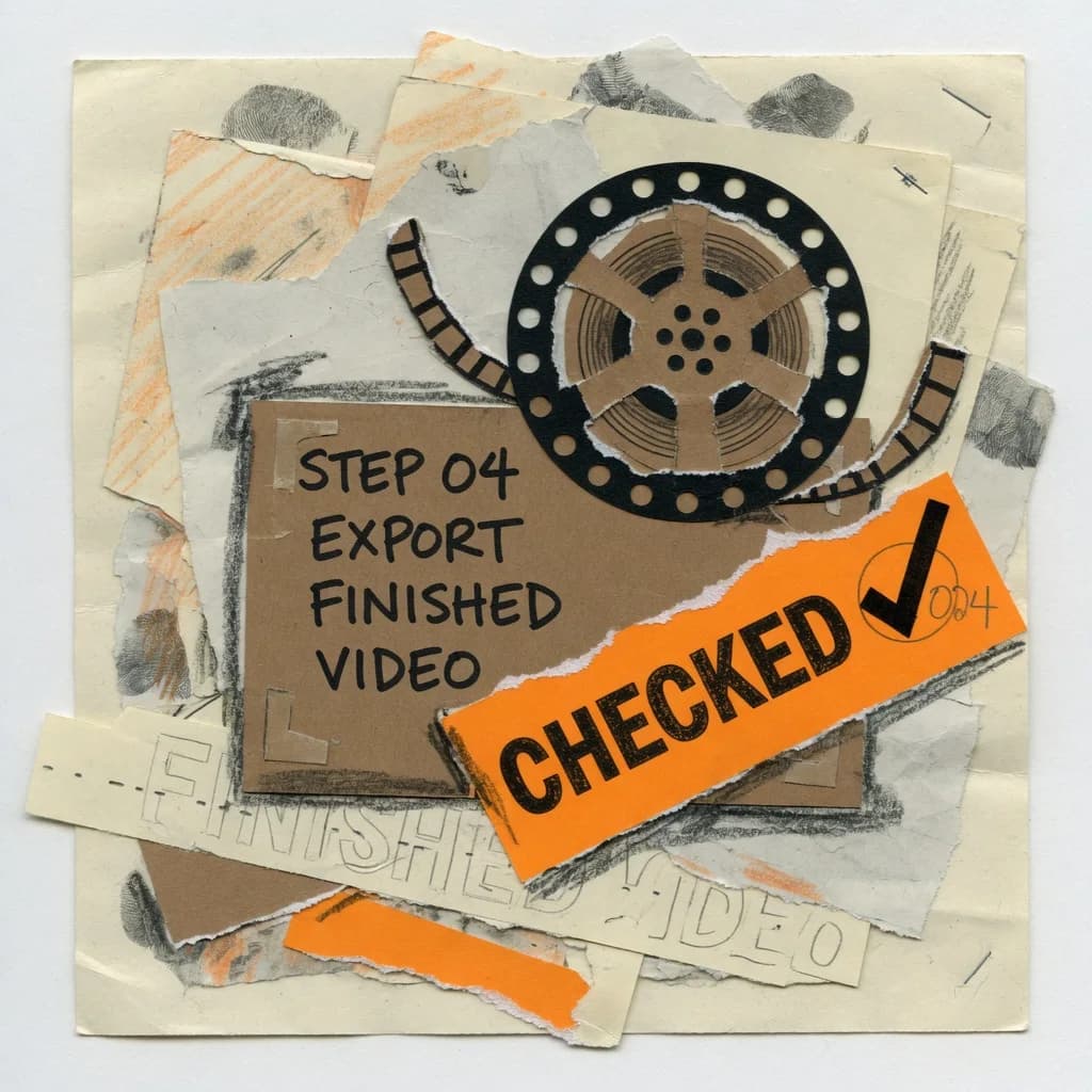 Collage step 03: layered paper multitrack timeline