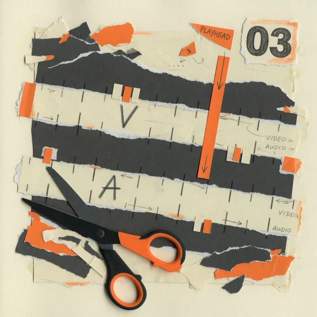 Collage step 04: film reel and package for export