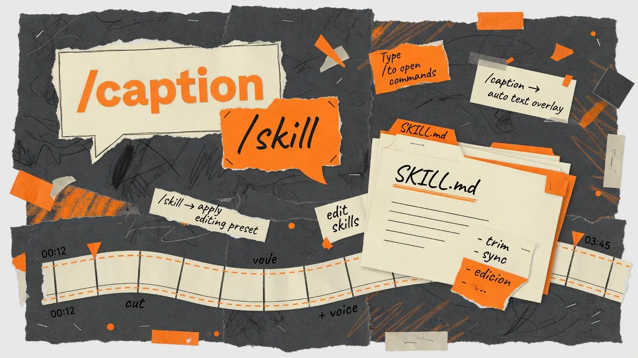 OpenChatCut Slash Commands & Custom Skills: SKILL.md Workflows for AI Video Editing